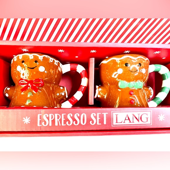 4 Christmas Ceramic Gingerbread Boys Girls Espresso Mugs...